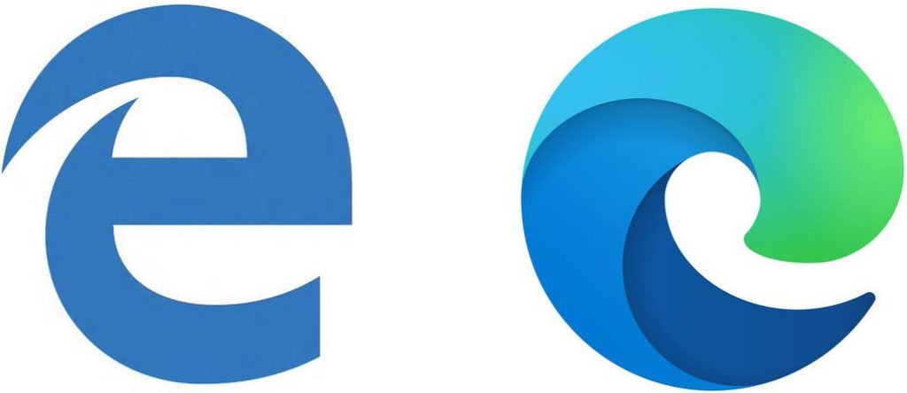 Gammelt og nyt logo for Microsoft Edge.